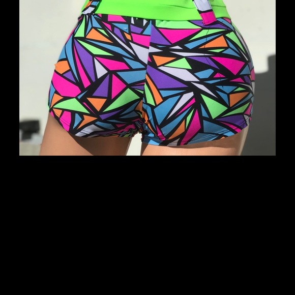 Raver overalls retro 80’s Malibu Barbie stretchy shorts jumpsuit festival romper - Picture 5 of 11